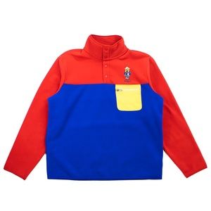 POLO BEAR BRUSHED FLEECE PULLOVER (RED/ROYAL)